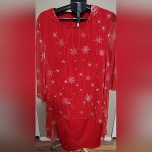 Red Snowflake Patterned Dress